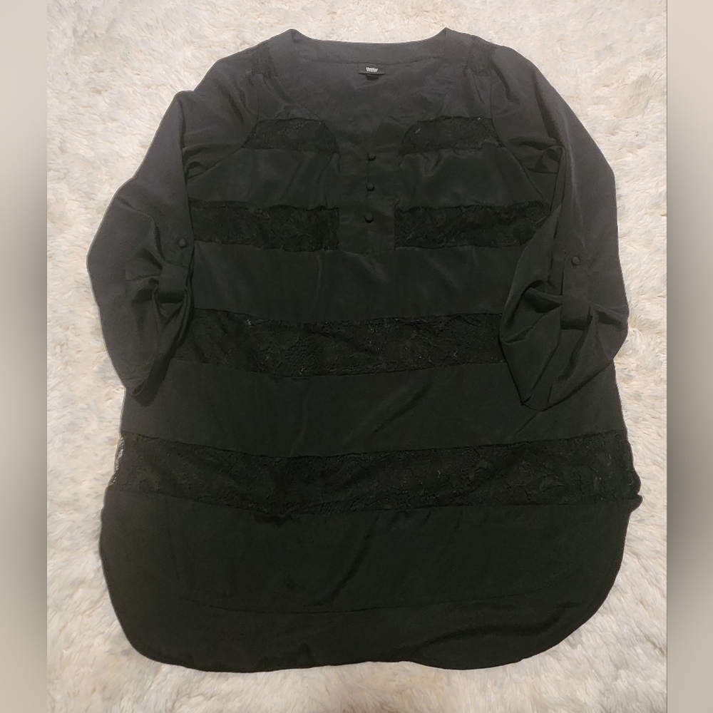 Mossimo Solid With Lace Stripe Detail 3/4 Sleeve Sz. XXL